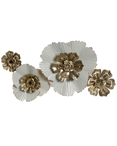 Decoración de Pared DKD Home Decor 93 x 8,3 x 54 cm Dorado Blanco Flores