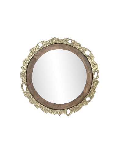 Miroir mural DKD Home Decor 78,5 cm | Doré Marron Aluminium Bois de manguier
