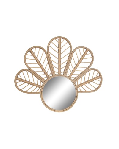 Miroir décoratif DKD Home Decor avec cadre Fleur en rotin marron, 69 x 2 x 60 cm.
