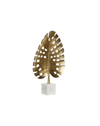 DKD Home Decor Statue Feuille de Plante Tropicale, 28 x 7,5 x 47 cm, Doré Blanc, pour Décoration
