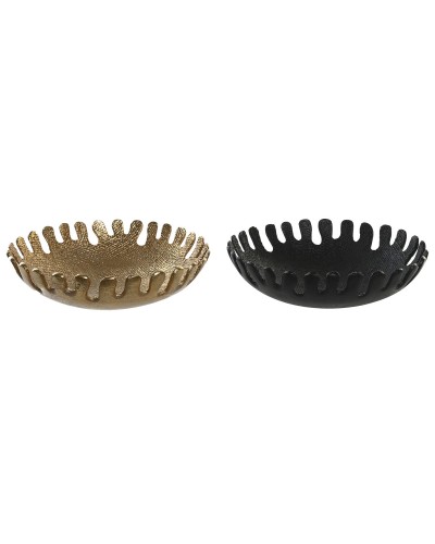 Centro de mesa DKD Home Decor, Negro y Dorado, Moderno, 32x32x9 cm, Set de 2
