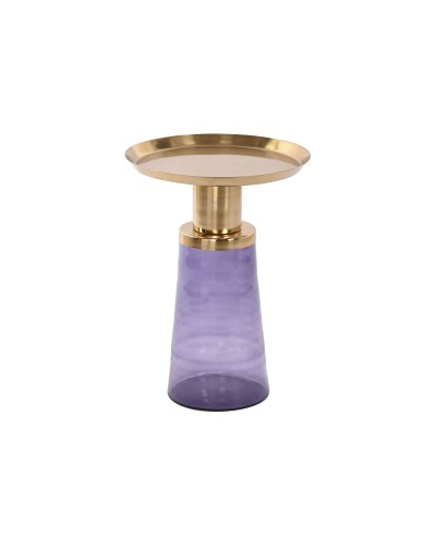 Table Basse DKD Home Decor en Fer Doré et Verre Bleu, 37 x 37 x 50 cm
