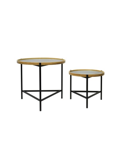 DKD Home Decor Satztische Schwarz - 2er Set - Maße: 64x64x55cm / 62x62x55,5cm
