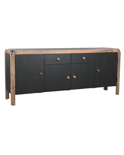 DKD Home Decor Buffet Noir Naturel, 177 x 38 x 75 cm, Meuble élégant pour salon et salle à manger
