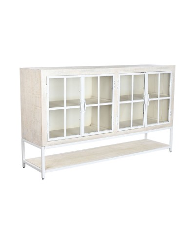 DKD Home Decor Sideboard Weiß aus Metall und Mangoholz: 170 x 45 x 100 cm, Modern und Geräumig
