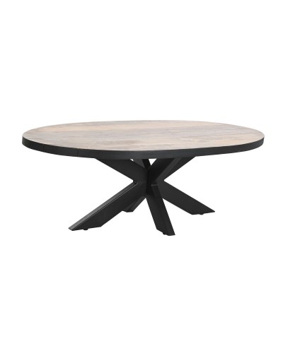 DKD Home Decor Coffee Table: Natural Mango Wood with Metal Details - 130 x 70 x 45 cm
