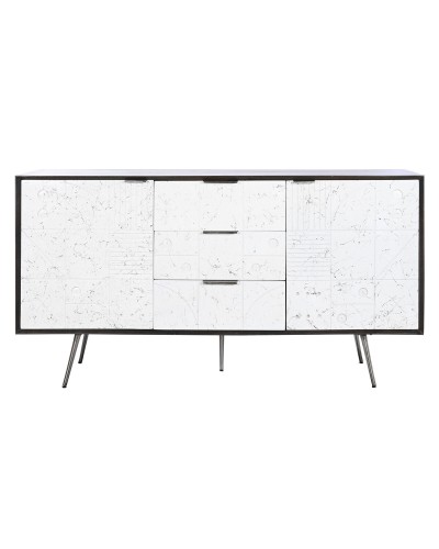 Aparador DKD Home Decor 150x43x80cm Madera de Mango Blanco/Marrón Oscuro | Decoración Salón Moderno
