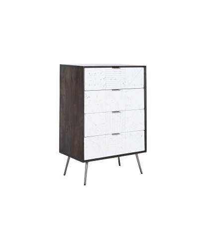 DKD Home Decor Kommode aus Mangoholz | 70 x 40 x 105 cm | Weiß/Dunkelbraun
