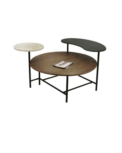 DKD Home Decor Kaffeetisch: Aluminiummetall und MDF-Holz, 118x90x61 cm
