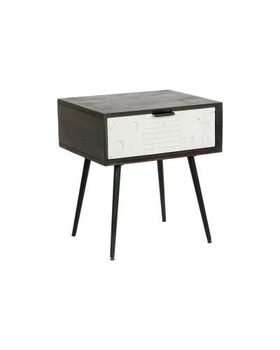 DKD Home Decor Nachttisch aus schwarzem Metall und Mango-Holz Wenge 45 x 38 x 50 cm
