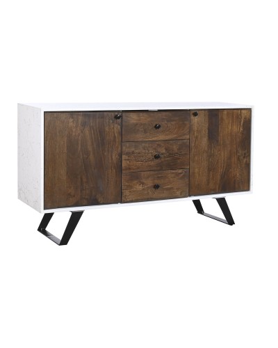 Credenza in Legno di Mango Bianco e Marrone Scuro 150x40x80 cm