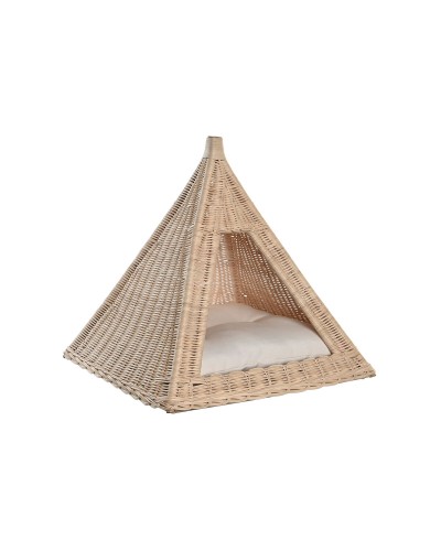 DKD Home Decor Pet Bed in Natural Rattan | Comfortable and Breathable | 45 x 45 x 45 cm
