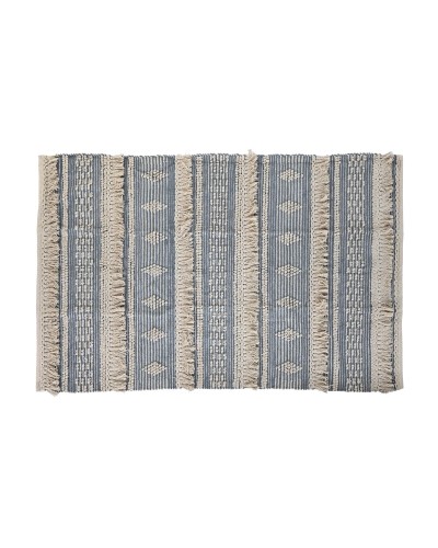 Boho-Teppich DKD Home Decor, Blau/Weiß, Baumwolle, 180x120x2 cm, Zeitgenössische Ethno-Einrichtung
