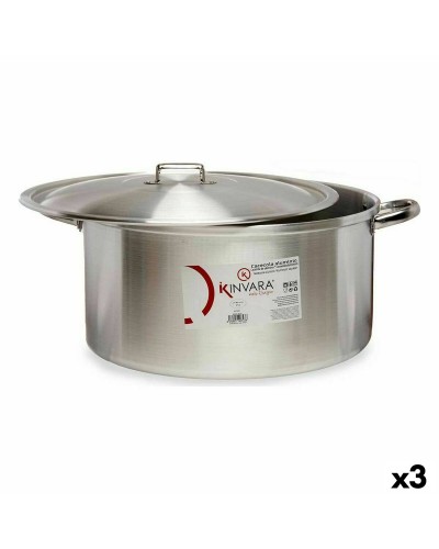 Kastrull med lock Kinvara 100015 Silvrig 53 x 24 x 43 cm (3 antal)
