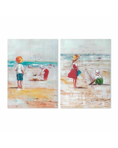Cuadro DKD Home Decor Playa Niños (50 x 2,5 x 70 cm) (2 Unidades)