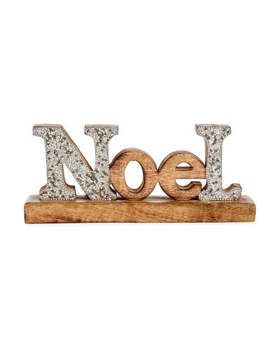 Statua Decorativa Noel Argento Scintillante | Legno | 6,5 x 10 x 25 cm
