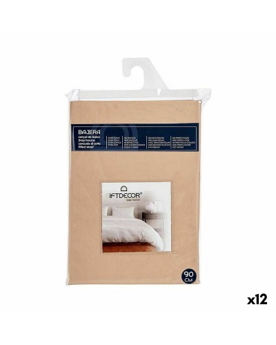 Drap-housse beige (90 cm) - Lot de 12 - Confort respirant

