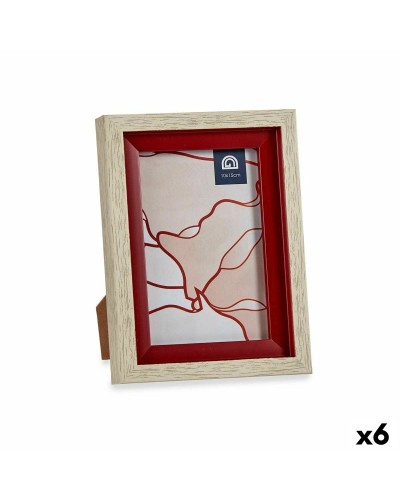 Fotografia Luminosa: Cornice in Cristallo Rosso e Legno Marrone (6 Unità, 13,5 x 18,8 x 2 cm)