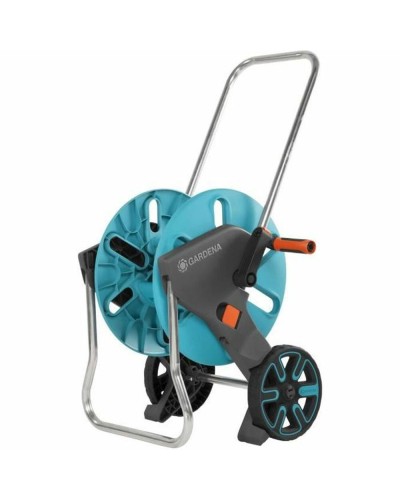 Chariot dévidoir Gardena AquaRoll M : arrosage pratique et confortable.
