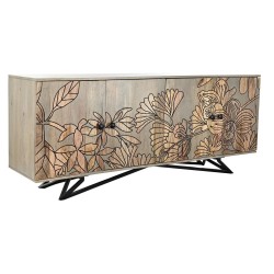 Dientafel DKD Home Decor Natuurlijk Grijs Metaal Mangohout (177 x 45 x 74 cm)