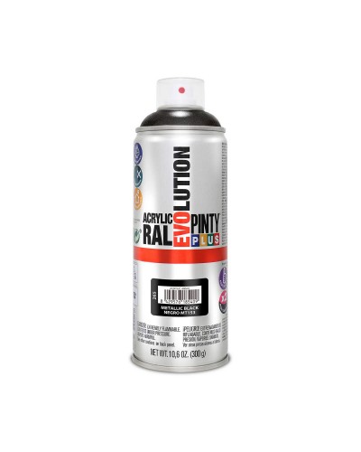 Peinture Aérosol Pintyplus Evolution MT153 Métallisée 400ml Noire pour Projets de Bricolage
