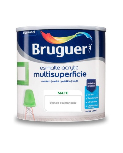 Esmalte Acrílico Bruguer 250 ml Mate Permanente Blanco
