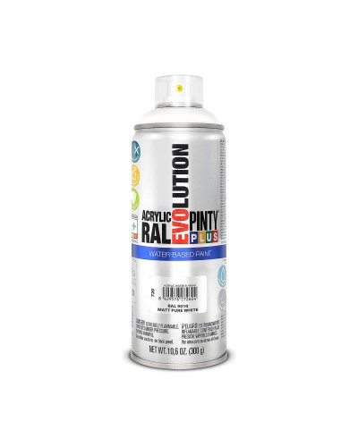 Pintyplus Evolution Water-Based Spray Paint RAL 9010 Pure White Matte 400ml

