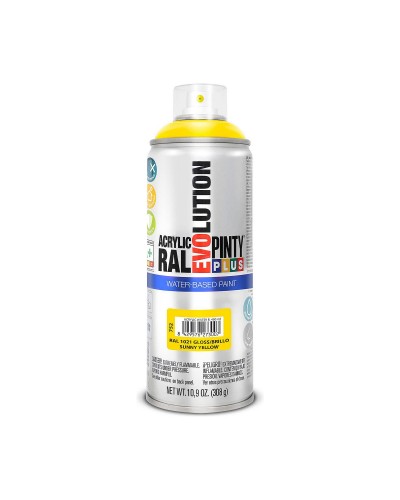 Pintyplus Evolution Pintura en Spray Base Agua RAL 1021 Amarillo Sol, 400 ml

