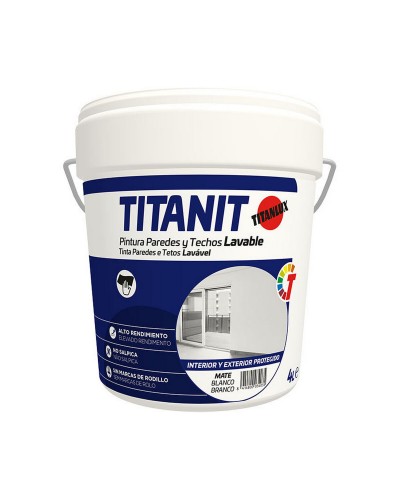 Titanlux Titanit Weiß Matt Waschbare Farbe für Wände und Decken - 4L
