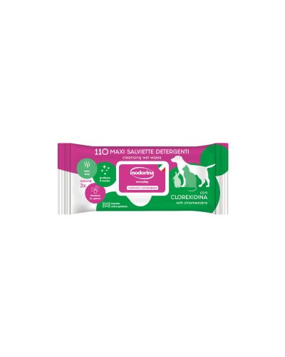 Lingettes humides pour animaux domestiques Inodorina Refresh 110 Unités