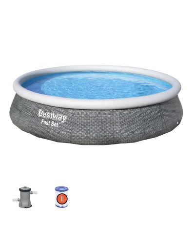 Bestway Piscina Hinchable Adulto Aro Ratan con Depurador 396x84 cm Jardin 57376