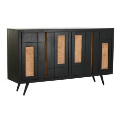 Buffet DKD Home Decor | Rotin noir | Bois de manguier massif | 160 x 40 x 90 cm
