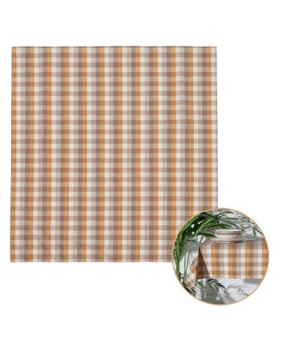 Tablecloth 140 x 140 cm Polyester Ocre 100% cotton