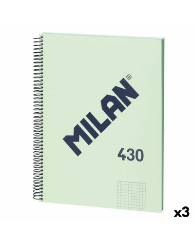 Notebook Milan 430 Green A4 80 Sheets (3 Units)