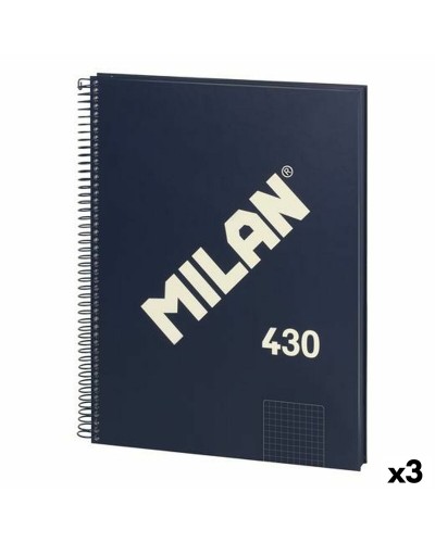 Notebook Milan 430 Blue A4 80 Sheets (3 Units)