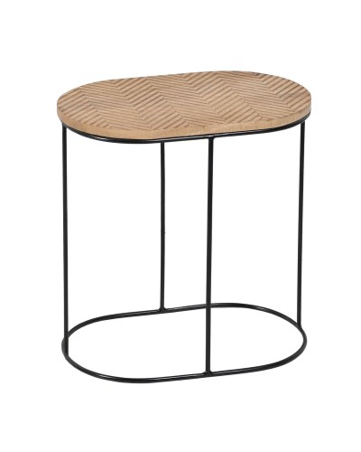 Mesa auxiliar 60 x 39,5 x 60 cm Natural Negro Metal Madera (2 Unidades)