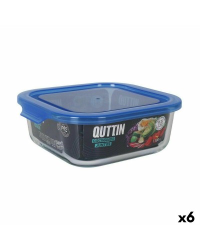 Fiambrera Cuadrada con Tapa Quttin Azul 1,1 L (6 Unidades)