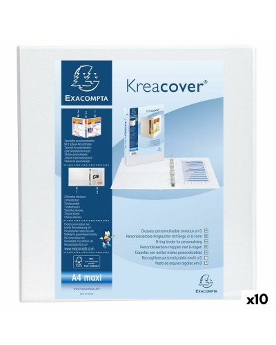Carpeta de anillas Exacompta Kreacover Blanco A4+ Personalizable (10 Unidades)