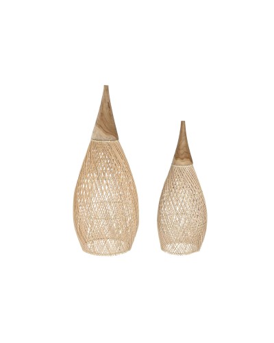 Lampskärm Home ESPRIT Naturell Bambu teakträ 35 x 35 x 85 cm (2 antal)