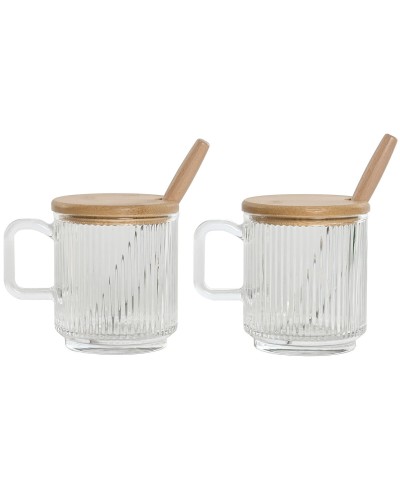 Zuckerdose Home ESPRIT Durchsichtig Bambus Kristall 350 ml 11,7 x 8,7 x 14 cm 2 Stücke (12 Stück)