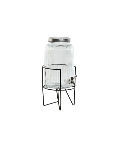 Dispenser di Acqua Home ESPRIT Nero Metallo Silicone Cristallo ABS 5 L 19,6 x 23,5 x 40,5 cm