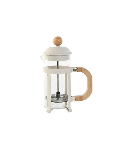 Cafetera de Émbolo Home ESPRIT Blanco Natural Acero Inoxidable Polipropileno 350 ml 13 x 8 x 19 cm