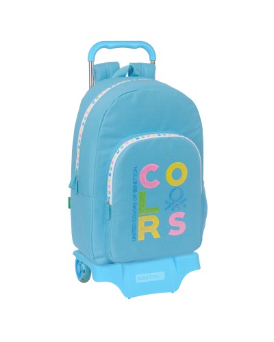 Mochila Escolar con Ruedas Benetton Spring Azul cielo 30 x 46 x 14 cm