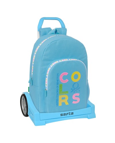 Cartable à roulettes Benetton Spring Bleu ciel 30 x 46 x 14 cm