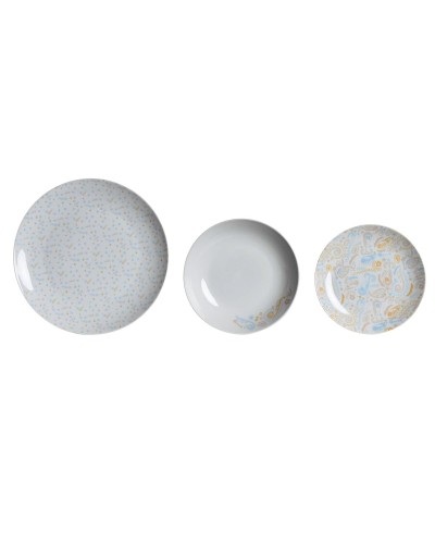 '18-Piece Porcelain Dinnerware Set DKD Home Decor, White Blue Pink, 27 x 27 x 3 cm'
