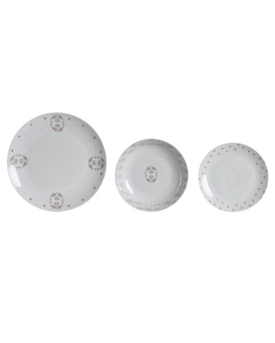 Vaisselle DKD Home Decor, 18 Pièces en Porcelaine Scandi, Blanc et Rose, 27 x 27 x 3 cm.
