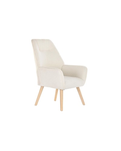 Armchair DKD Home Decor Natural Wood Polyester Cream (65 x 75 x 96 cm)