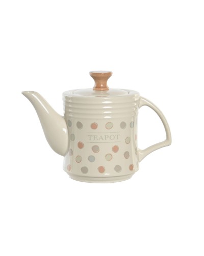 Tetera DKD Home Decor | Greige | Gres | 1 L | Apta para Microondas y Lavavajillas
