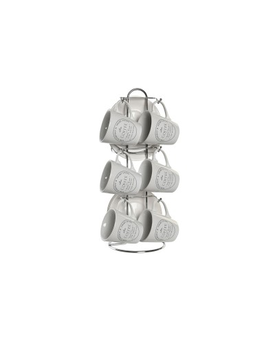 Set van Kopje met Schotel DKD Home Decor Wit Metaal Keramiek 90 ml 8 x 6 x 6 cm 11 x 11 x 2 cm