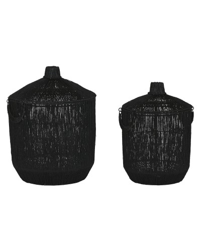 Korg - set Home ESPRIT Svart Jute Metall (2 Delar)